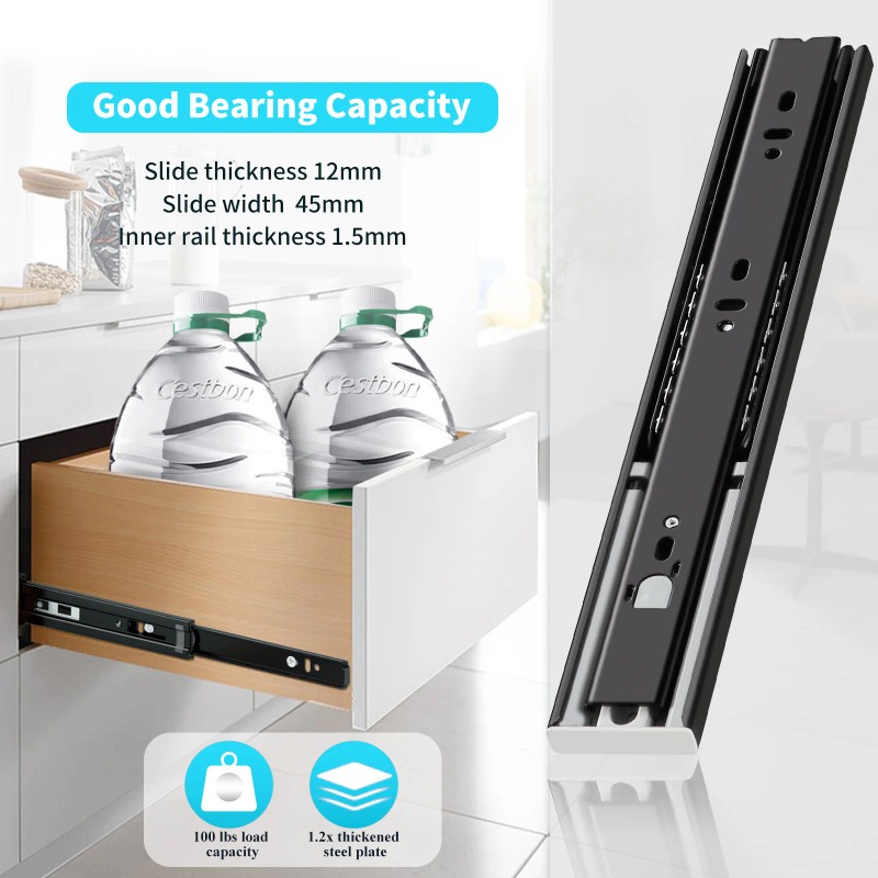 YENUO Push to Open Full Extension Drawer Slides, Side Mount