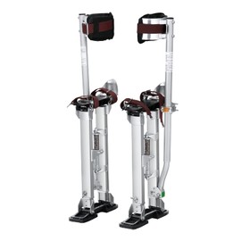 Happybuy Adjustable Drywall Stilts, 18"-30" Aluminum Tool Stilts with Protective Knee Pads, Durable Non-Slip Work Stilts for Sheetrock Painting, Walking, Taping, Silver Finish