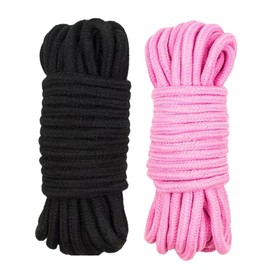 2 Pack Soft Cotton Rope, 10 M/33 Feet 8 MM Thick Rope Cord, All Purpose Garden String for DIY Craft, Hanging, Bundling & Tying, Durable Twisted Cotton Ropes (Black + Pink)