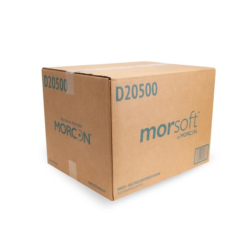 Morcon D20500 Tall-Fold Napkins 1-Ply 7 x 13 1/2 White