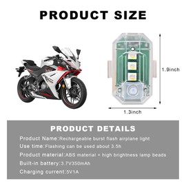 YTFRL 4PCS Wireless LED Strobe Lights with Remote Control, 8 Colors USB Rechargeable Anti-Collision Flashing Light, High Brightness Emergency Warning Light for Car Drone Motorcycle
