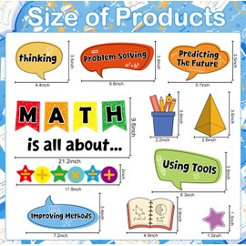 Shejdgart Math Bulletin Board Decorations - Math is All About Classroom Decor, Educational Paper Cutouts Bulletin Board Set, Elementary Middle School Office Chalkboard Wall Decor Supplies