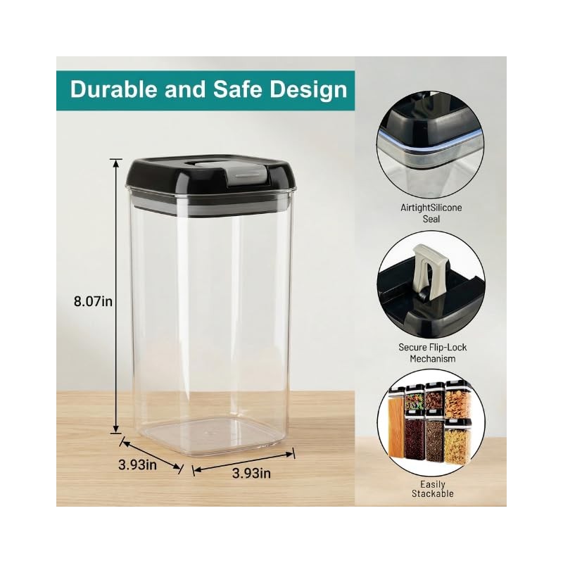 OMIO Airtight Kitchen Storage Containers (6-Pack) - Easy-Grip Pull Tab
