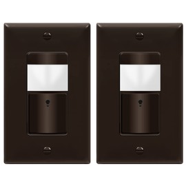 TOPGREENER Motion Sensor Switch, NEUTRAL WIRE REQUIRED, PIR Sensor Light Switch with Ambient Light Level Detector, Occupancy & Vacancy Modes, 150W LED/CFL, Single Pole, TDOS5-M-BR-2PCS, Brown