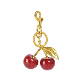 Jueqiba Cherry Bag Charm Purse Charms Keychain, Cherry Purse Charm Made of Metal Hardware and Glittering Resin, Car Cherry Accessories keychian Gifts for Women Valentine Bag Gifts(Red)