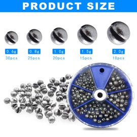 IFQKNUYL Fishing Weights Sinkers 230pcs/100pcs Weight Sinkers 5 Sizes Round Split Shot Sinker Removable Fishing Weights Sinkers (100, Big Size)