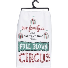Primitives by Kathy 36944 LOL Made You Smile Glitter Dish Towel, 28-Inches Square, One Tent Away from A Circus