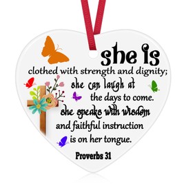 Christian Gifts for Women Faith Religious Gifts Christmas Ornament Bible Verse Gift Ceramic Ornament Inspirational Gift for Friend Baptism Gift Spiritual Quotes Gift Christmas Birthday Gifts for Her
