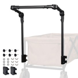 Adjustable Wagon Push Handle Attachment - Foldable Universal Push Pull Handle for Round/Square Frame Camping Wagons, Strollers, Beach Carts & Canopy Attachments with Stainless Steel Connectors
