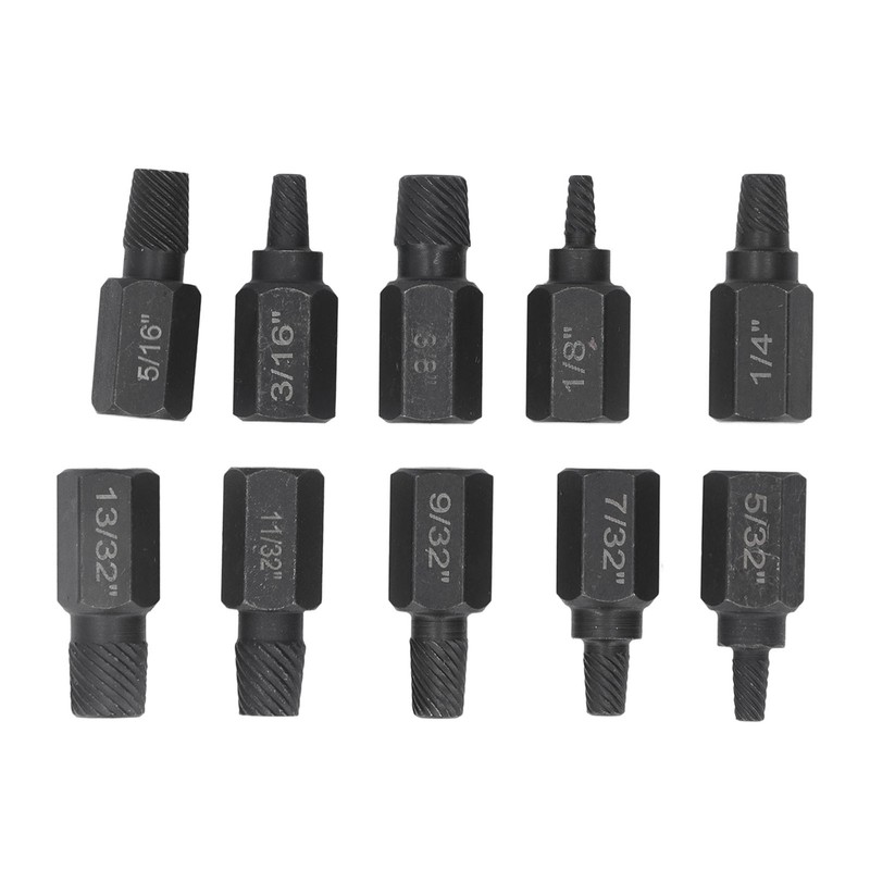 10Pcs Broken Screw Extractor Set 1/4 7/32 3/16 5/32 1/8