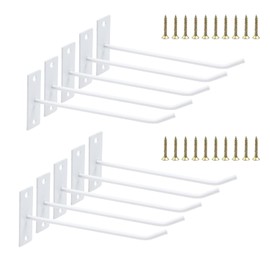 MY MIRONEY 10PCS 5.51" White Board Mounted Hook Heavy Duty Wall Mounted Hook Hardware Iron Garage Hooks Home Storage Organizer Hanger for Garage Shop Retail Home Office Store Display