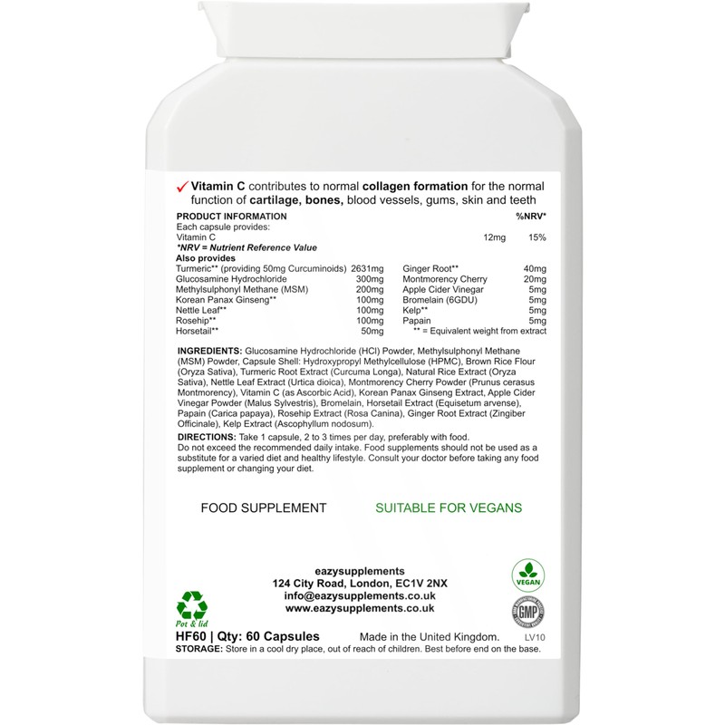 FLX 123 - Vitamin C, Turmeric, Glucosamine, Ginseng, Rosehip, Ginger