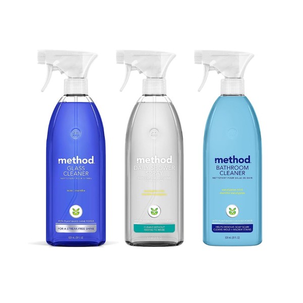 Method All Natural Surface Cleaning Spray - 28oz Variety Pack - (Shower Cleaner, Glass + Surface Cleaner, Tub + Tile Cleaner)