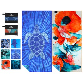 Yongoes 2 Pack Microfiber Lightweight Thin Beach Towel Sand Free Quick Dry Super Absorbent Large Towels for Swimming Pool Yoga Gym Travel Vacation Beach Accessories Essentials