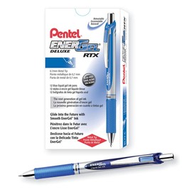 Pentel EnerGel RTX Roller Ball Retractable Gel Pen, Blue Ink, Medium (BL77-C)