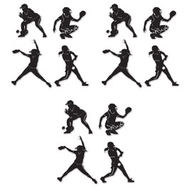 Beistle 12 Piece Fastpitch Softball Silhouette Cut Outs Sports Theme Birthday Party Decorations Supplies