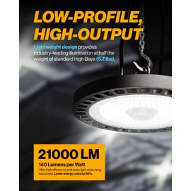 Sunco UFO LED High Bay Light, Lighting for Warehouse, 6000K Daylight Deluxe, 150W, 21000 LM, 100-277V, Dimmable 0-10V, IP65 Waterproof, Super Bright, UL 1 Pack