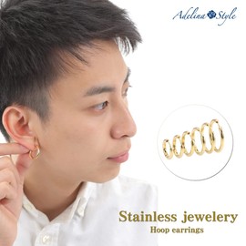 Adelina Style Hoop Earrings, Popular, 4 Pair Earrings, 0.1 inch (2.5 mm), Width 0.1 inch (2.5 mm), Surgical Stainless Steel, Hypoallergenic to Metal, Hoop Earrings, 18G, Unisex, Binaural, Stainless