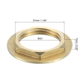 sourcing map G1 Pipe Fitting Hex Flange Lock Nut Locknut Female Threaded Fastening Thin Nut for Plumbing, Brass 4Pcs