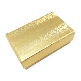 TheDisplayGuys - 25-Pack #11 Cotton Filled Cardboard Paper Jewelry Boxes Gift Case - Gold Foil (2.1" x 1.8" x 0.8") - for Shipping or Storage