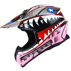 1Storm Adult Motocross Helmet BMX MX ATV Dirt Bike Downhill Mountain Bike Helmet Racing Style HKY_SC09S; Shark Pink