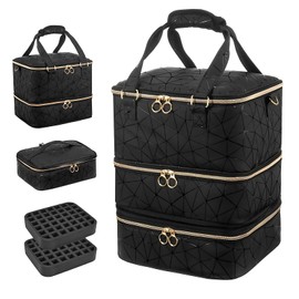 NCONCO - Bolsa organizadora de esmalte de uñas con capacidad para 84 botellas, 3 capas, organizador de esmalte de uñas de gran capacidad y almacenamiento para esmalte de uñas, kit de lámpara de uñas,