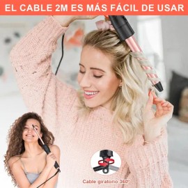 Tenazas Rizadora Con Planchas Cabello Pelo Ajustable Rosa