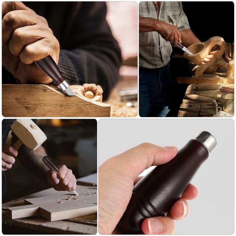 DOITOOL Wooden File Handles 6pcs Wood Handle with Metal Collars,