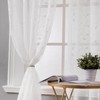 Miulee Sheer Voile Curtains, Floral Embroidery with Eyelets, Transparent
