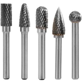 Bestgle Carbide Bars, Set of 5, Tungsten Bars, 0.2 inch (6 mm) Shaft, 0.3 inch (8 mm) Blade Width Router Bit, Drill, Cutter, Double Cut Tungsten Carbide Rotary File Cutting Bar Tool, Rotary Drill Die Grinder Bit, Carbide Milling Cutter, Metal Bar, Carbide Drill Bit