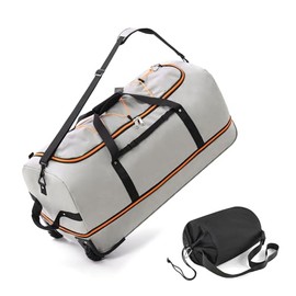 Vomgomfom Expandable from 110L to 140L 31.5" Rolling Duffle Bag with 2 Wheels,Foldable Duffel Bag,Grey