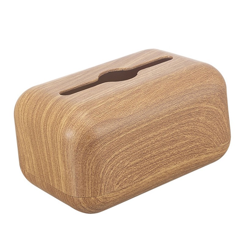 Tissue Box Cover Wood Grain Easy Refill Rectangular Stylish Elegant