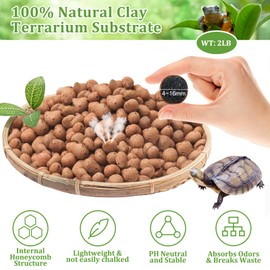 Riare 2LBS Expanded Clay Balls Terrarium Substrate for Reptiles - 100% Organic Lightweight Clay Pebbles Substrate Frogs False Bottom Substrate, Bioactive Terrarium Substrate for Drainage and Moisture