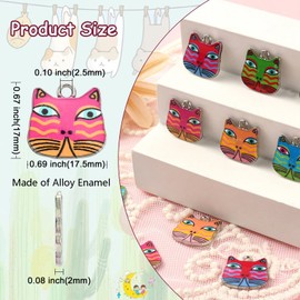DanLingJewelry 30Pcs 6 Styles Pet Charms Enamel Animal Charms Kitten Charms Enamel Cat Charms for Jewelry Crafting Making (ENAM-CJ0003-30-CHH)