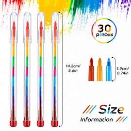 Stackable Colored Pencils, 10 Interchangeable Colors, Stacker Crayon Pencils for Present or Painting (30)