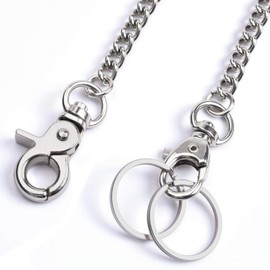 Key Chains - Heavy Duty 16 Inch Pocket Key Chains for Men, Wallet Chain for Men with Lobster Clasp and 2 Keyrings, Ideal for Jeans and Pants (40.5cm)