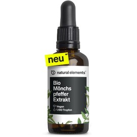 natural elements Organic Monk Pepper Drops - 300 mg Monk Pepper Extract from Vitex Agnus Castus per Daily Dose - 50 ml (1,100 Drops) for 5 Months - Vegan, High Dose, No Unnecessary Additives