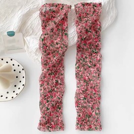 SEENFAAN Women's Lace Arm Cover, Cute, UV Protection, Arm Warmer, For Summer, Stylish, Thin, Arm Sleeve, Rough Hands, Finger Hanging, Junior, red