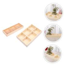CAXUSD 2pcs Boxes Desktop Storage Box Organizer Divided Dividers Multipurpose Trays Small Modern Containers Organizing Holder Organization Plants Container Flowerpot Container Wooden