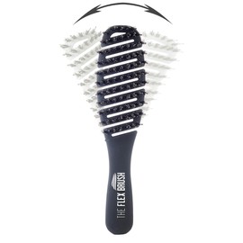 Flex Brush Vented Hair Brush for Blow Drying, Flexible Bristle for Women & Kids, Detangling, Massages Scalp for Hair Growth, Lightweight & Vented for Faster Drying, Boar Bristle & Nylon Mix (Black)