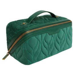 Alice Wheeler London Velvet Train Case, Beauty Travel Organiser, 24 x 12 x 12 cm, Gold Zip (Teal)