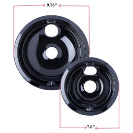 KITCHEN BASICS 101 WB31M20 and WB31M19 Replacement Range Cooktop Porcelain Drip Pans for GE - Includes 2 6-Inch and 2 8-Inch Pans, 4 Pack