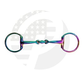 RIDING GEARS Rainbow Multi Color EGGBUTT Snaffle Horse Bits Double Jointed Horse Bit with Oval Link (5.50 INCH)