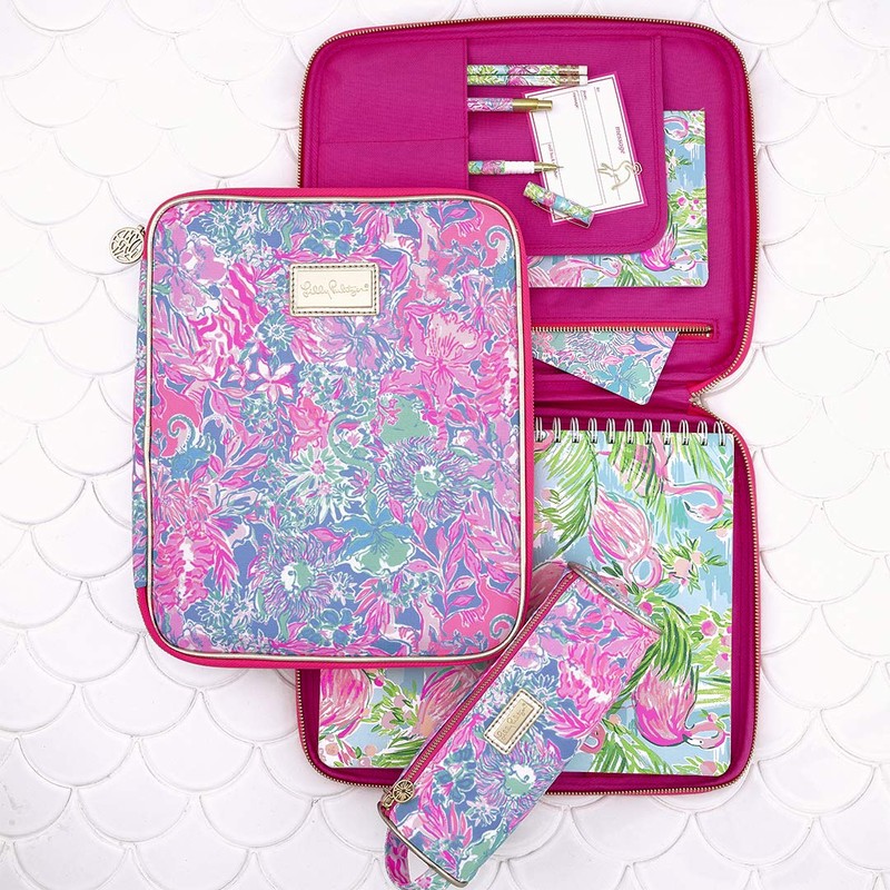 Lilly Pulitzer Pink Pencil Pouch Holder, Cute Travel Bag/Case with