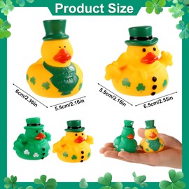 12 Pcs St Patrick Rubber Ducks, Irish Mini Rubber Duck with Top Hat Baby Showers Toys Bath Accessories Novelty Squeeze Shamrock Rubber Ducks Decor for St. Patrick's Day Party Favors & Decorations
