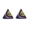 Hand painted vibrant dots coconut shell triangle stud earrings with
