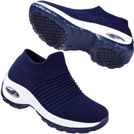 TANTOO - Mocasines cómodos con Plataforma y cuña para Mujer, Azul, 7 US