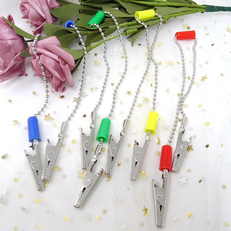 Honbay 4PCS Dental Bib Holder Clips Ball Chain Napkin Clips