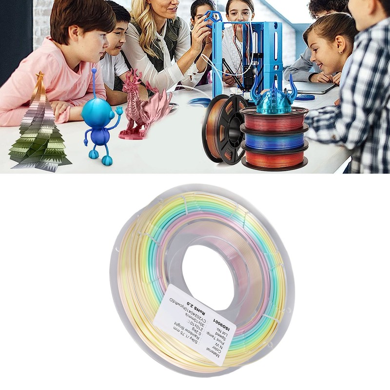 1.75mm PLA Filament Multicolor Bright Silk Gradient Filament 3D Printing