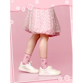 Fourluoo 20 Pairs Girls Socks Bulk Toddler Girl Cotton Kids Strawberry Flower Crew Cute Socks for Little Girls(Lovely,3-5 Year)